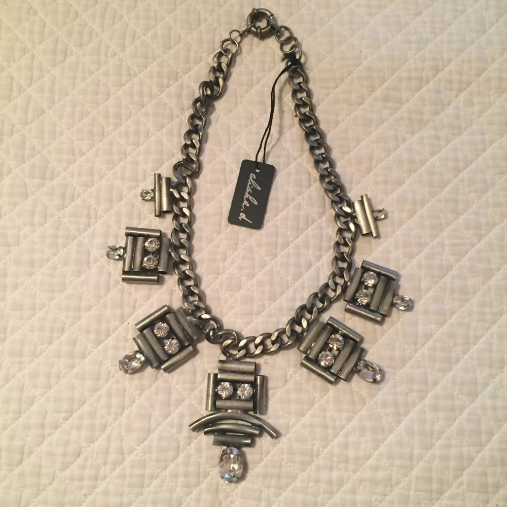 NWT silver-tone/clear stone necklace